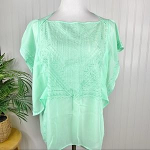Banana Republic Mint Green Sheer Top Medium